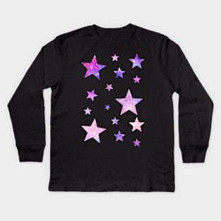 Pink Purple Ombre Galaxy Stars Kids Long Sleeve T-Shirt